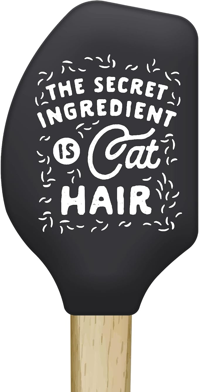 Spatula The Secret Ingredient Is Cat Hair Funny Pet Kitten Humor Unique | Kitchen Gear, Baking Tools, Funny Silicone Scraper Spatula, Graphic , Cool Cat, Sarcastic, Sturdy Wood, Novelty Spatulas for