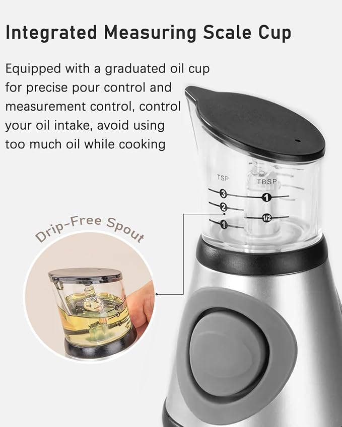 Oil Dispenser Bottle with Measuring Scale, 17oz | Measuring Scale Pump, Clear Glass, Olive Oil Dispenser Oil Sprayer, Refillable Oil and Vinegar Dispenser