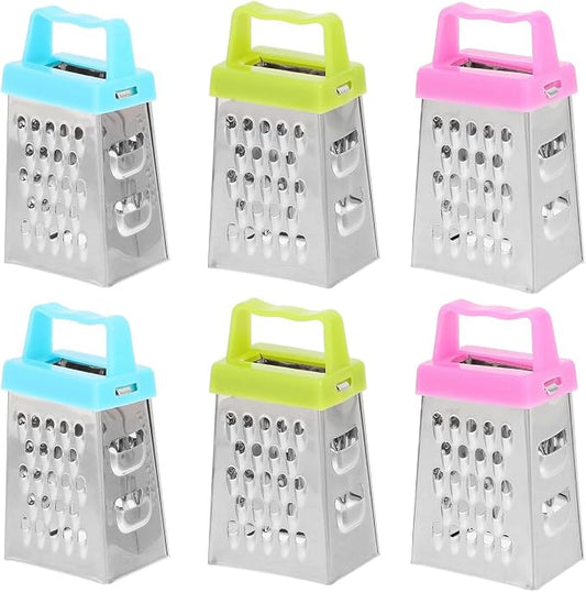 Kichvoe 6-Pack Mini Cheese Grater Set Stainless Steel Box Graters with Non-Slip Handle for Garlic Ginger Vegetable Shredding Slicing Compact Kitchen Tool 2.63X1.45X1.06In