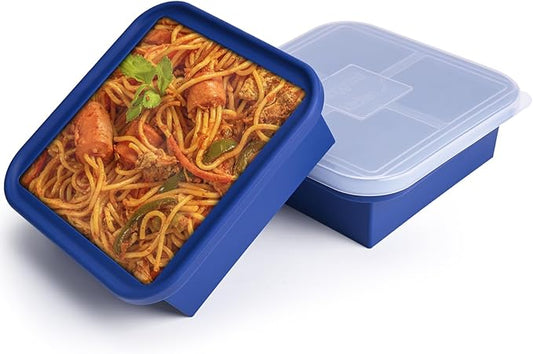 4 Cup Silicone Freezer Molds 2 Pack Soup Cubes Freezer Trays with Lid Easy Release Ice Cube Tray For Food Freezing Container Store Sauce, Broth, Leftovers