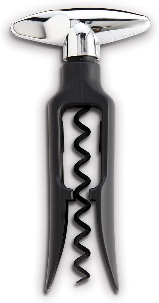 HIC Kitchen Bar Soft-Touch Winged Corkscrew, Easy Removal For Natural And Synthetic Corks, Extra-Long Worm, Built-In Bottle Opener, Wine Accessory