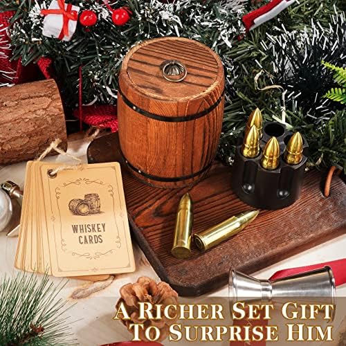 Oaksea Whiskey Stones Gifts Set for Men Dad Him, Reusable Stainless Steel Ice Cubes for Drinking, Fathers Day Anniversary Birthday Gifts for Husband Boyfriend Brother, Bourbon Man Cave Cool Stuff