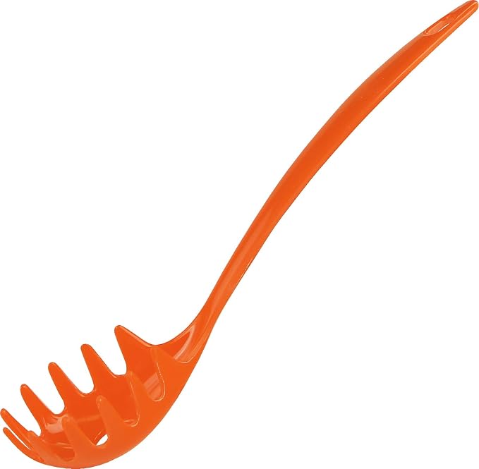 Spaghetti Spoon, Pasta Server, Fork with Ergonomic Handle, Heat Resistant, BPA Free,11.5 inch Melamine Utensil by Reston Lloyd, Orange