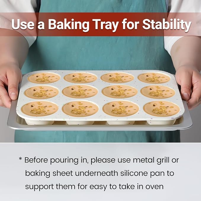 CAKETIME Silicone Muffin Pan, Regular Size Muffin Pan for Baking 12 Cups Non Stick Silicone Cupcake Pan 1 Pack Confetti