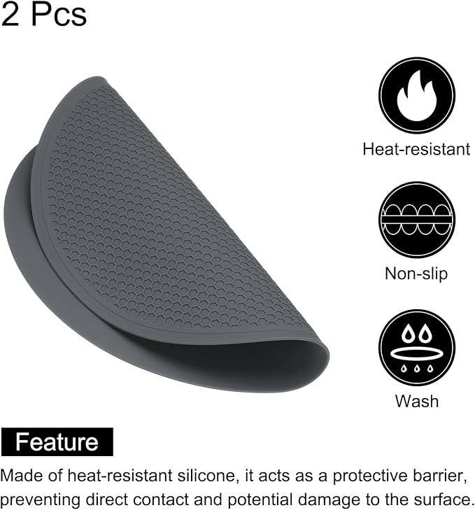 uxcell 2pcs Silicone Trivet Mats 9.8" Dia Round Non-Slip Silicone Pot Holders for Hot Pots and Pans, Heat Resistant Hot Pads for Kitchen Hot Dishes Table Countertops, Grey