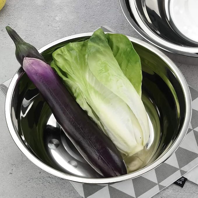 4-Pack Large Stainless Steel Mixing Bowls/Metal Prep Bowls, 10-Inch
