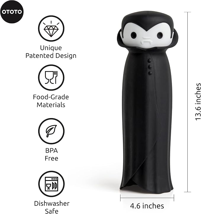 OTOTO Drac N' Roll Vampire Garlic Roller, Silicone Garlic Peeler Tube, Silicone Tube Roller for Halloween - Kitchen Gadget for Garlic, Garlic Tube, Garlic Crusher
