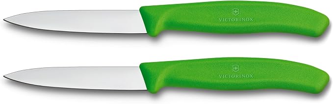 Victorinox Swiss Classic 2 Piece Paring Knife Set Straight Edge Pointed Tip - Green