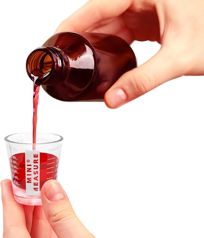 Kolder Mini Measure Heavy Glass, 20-Incremental Measurements Multi-Purpose Liquid and Dry Measuring Shot Glass, White, Set of 2