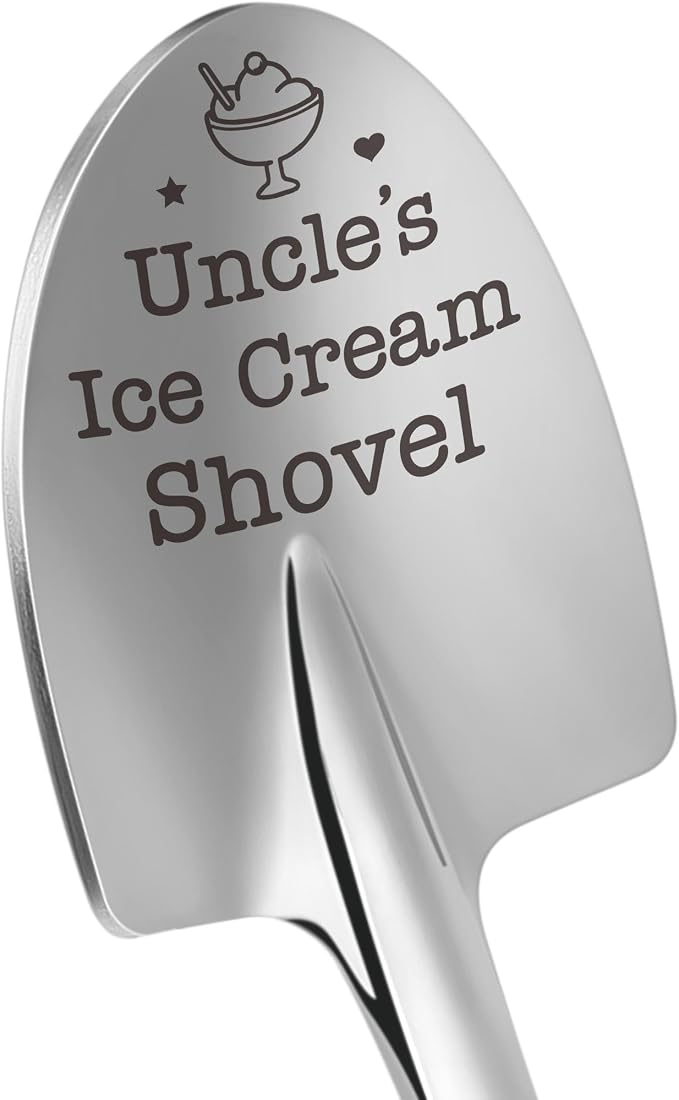 Uncle Gifts from Niece Nephew, Best Uncles Christmas Stocking Stuffers White Elephant Gifts for Men Funny Promoted to Great Uncles Announcement Gift Ice Cream Shovel, Happy Birthday Men, Fathers Day
