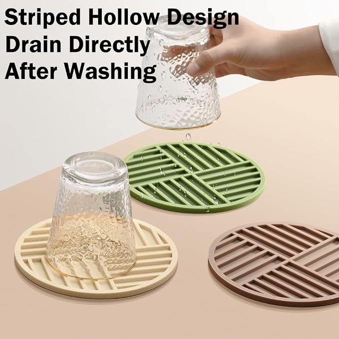 H&W 6Pcs Thickened Pot Holders, Silicone Trivets, with 1 Triangle Holder | Non-Slip Heat Resistant Pads, for Kitchen Hot Pots and Pans(6 Colors)