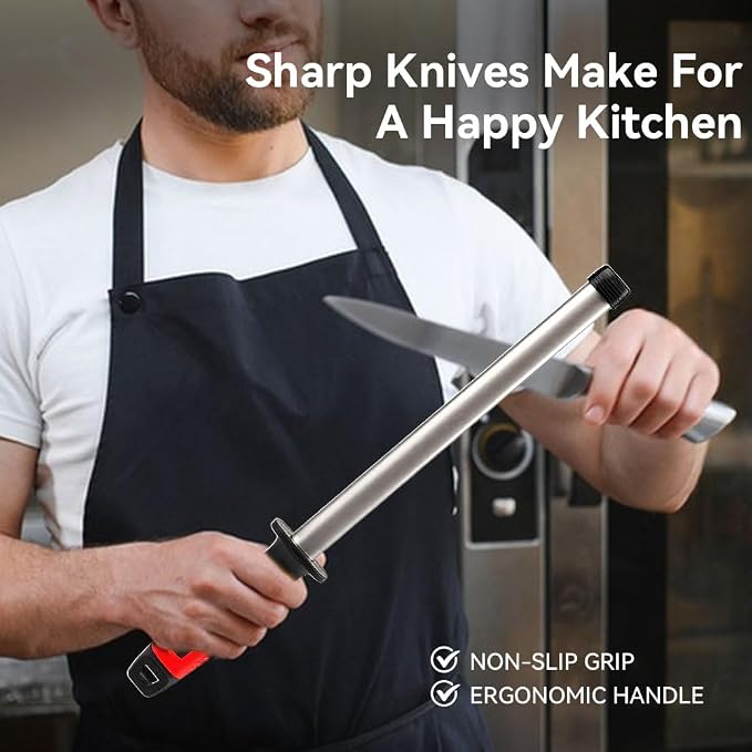 Kota Japan 10 in. Professional Diamond Knife Sharpener Rod for Kitchen, Hunting Knives or other Tools. Master Chef, Hunter or Home Gourmet. Diamond Steel Blade Sharpening Rod or Stick.