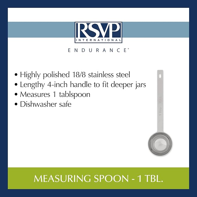 RSVP International Endurance Kitchen Collection Open Stock Measuring Spoon, Stainless Steel, Dishwasher Safe, 1-Tablespoon