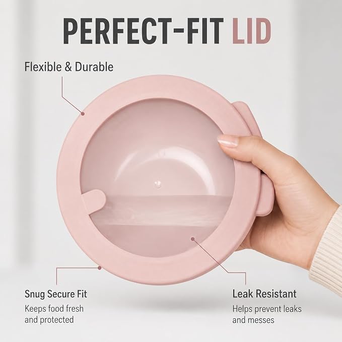 Pera Mixing Bowls with Lids, 8-Piece Airtight Leak-Proof Nesting BPA-Free Prep Bowl Set for Kitchen & Food Storage, Large 4200ml Capacity, Microwave & Dishwasher Safe(Pink)
