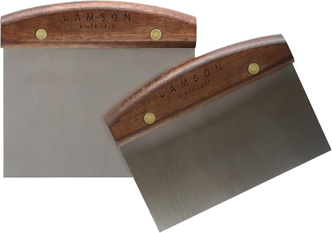 Lamson Kitchen Utensils - 3" x 6" Bench Scraper, High-Carbon Stainless Steel Dough Scraper, Ergonomic Riveted Walnut Handle, Handcrafted, Full-Tang Design, Built to Last