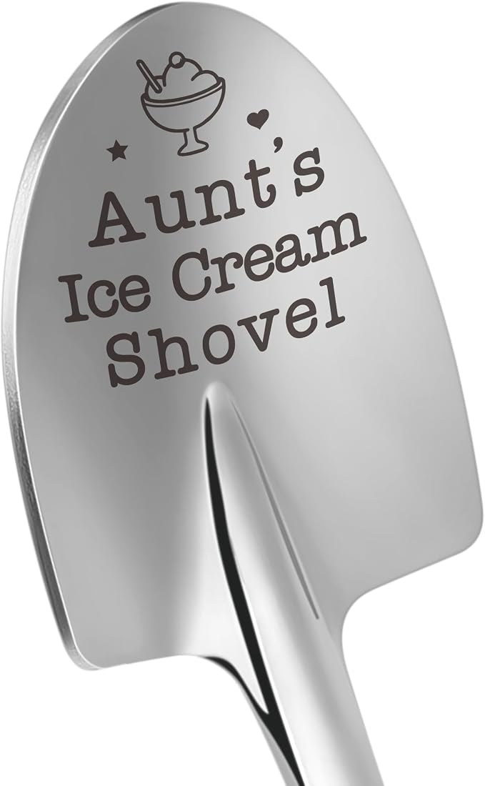 Funny Aunts Ice Cream Shovel Spoon for Best Aunt, Aunt Gifts from Niece Nephew, Christmas Birthday Gifts for Aunt White Elephant, Small Ice Cream Scoop for Aunt's Anniversary Mothers Day Valentines