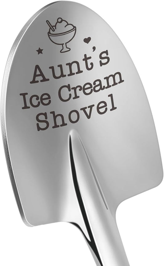 Funny Aunts Ice Cream Shovel Spoon for Best Aunt, Aunt Gifts from Niece Nephew, Christmas Birthday Gifts for Aunt White Elephant, Small Ice Cream Scoop for Aunt's Anniversary Mothers Day Valentines