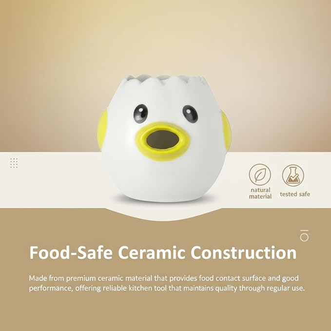 2PCS Egg Yolk Separator Ceramic Egg White Separator, Nordic Creative Kitchen Gadgets for Baking, Easy Clean Separators Yellow