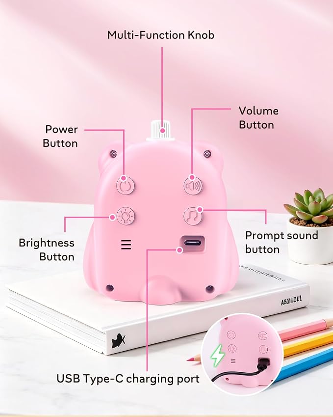 Visual Timer for Kids, 100 Min Digital Timer with Paused, Rechargeable Countdown/Up Timers, 3 Alarm, Silent, Vibrate & Sound Mod, Productivity Timers for ADHD, Classroom, Teacher, Exercise, Study