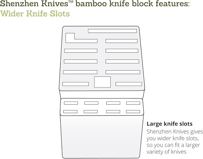 Shenzhen Knives 20 Slot Knife Block without Knives - Solid Wood Core Bamboo Veneer - Large 8x5.25x11 Inch Countertop Knife Holder Organizer and Kitchen Storage