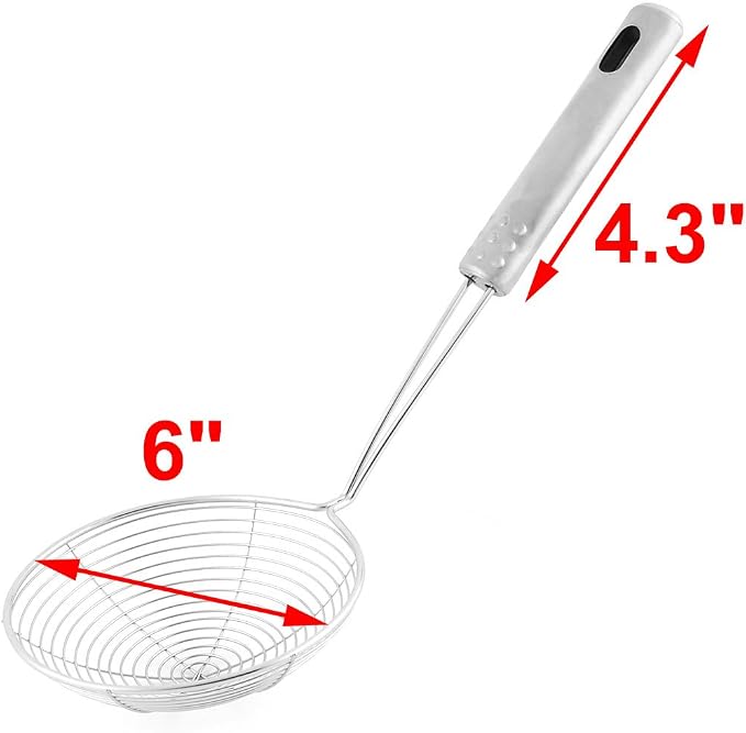 uxcell Metal Wire Spiral Mesh Kitchen Frying Skimmer Strainer Filter Ladle 6 Inch Dia