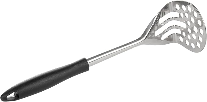 wenco Potato Masher 30 cm - Stainless Steel Head & Plastic Handle, Perfect for Mashed Potatoes, Vegetable Puree & Fruit Compote, Durable, Dishwasher Safe, Silver-Black