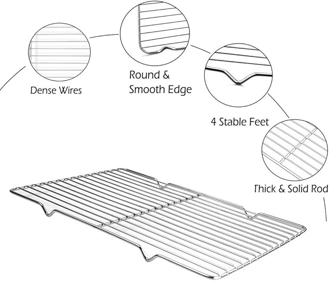 Heavy Duty Baking Rack 6.3"X10.1" Stainless Steel Cooling Rack Oven Safe Fits Air Fryer/Stockpot/Instant Pot/Pressure Cooker, Rust Free Rectangle Canning Rack (6.3"X10.1",25.7X16cm)