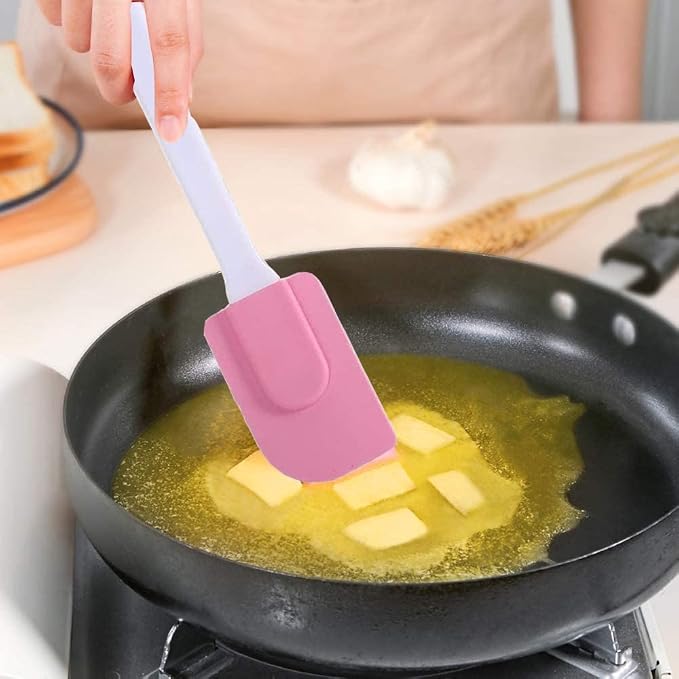 Pink Pastry Brush with Cooking Brush Scraper Silicone Baking Accessory 3 Pcs Set Silicone Baking Cooking Tool Spatula and Pastry Brush for Cake Cream Gadget