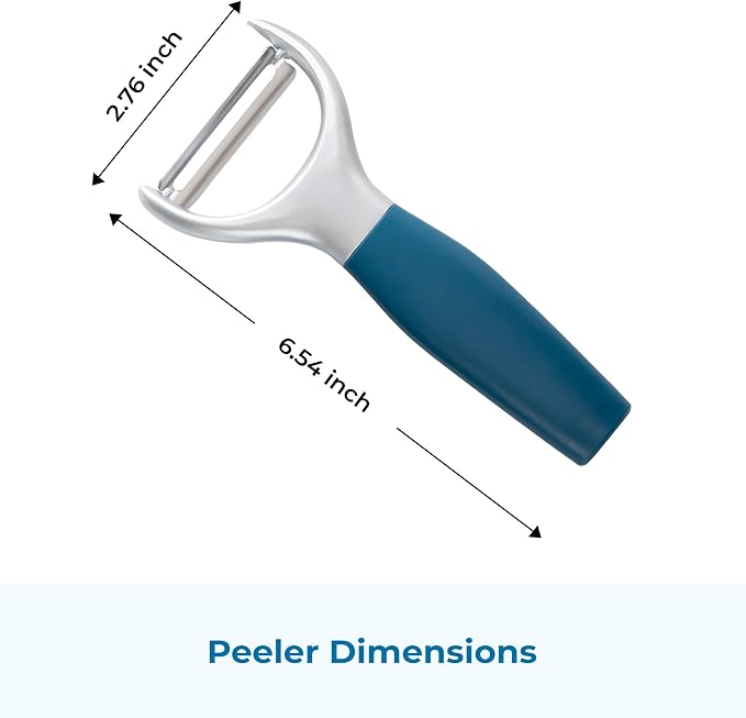 OOU Vegetable Peeler, Stainless Steel Y-Peeler with Sharp Swivel Blade, Premium Zinc Alloy Construction, Ergonomic TPE Non-Slip Grip Handle, Blue