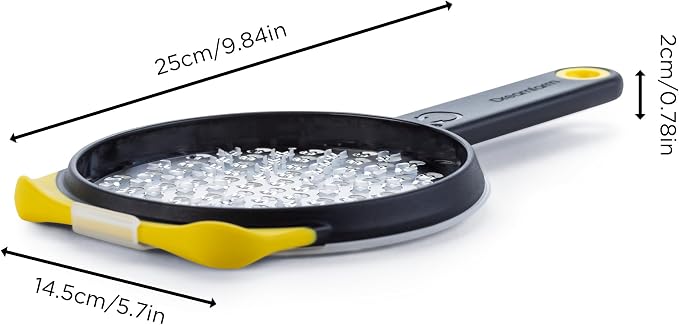 Dreamfarm Ograte Double Sided Cheese Grater - 3mm Medium Grating, Yellow | Multi-directional handheld food and vegetable shredder with bowl hook and non-slip foot, flat for space-saving storage