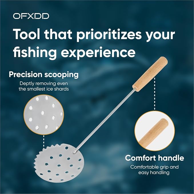 Ice Fishing Skimmer - Pack of 2 - Metal Ice Scoop - Ice Fishing Scooper Ice Ladle