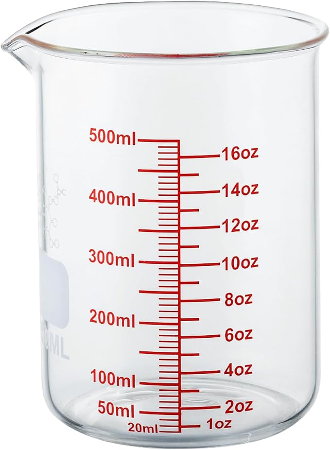 High Borosilicate Glass Measuring Cup-V-Shaped Spout,500ml(16OZ) Glass Measuring Beaker for Kitchen or Restaurant, Easy to Read
