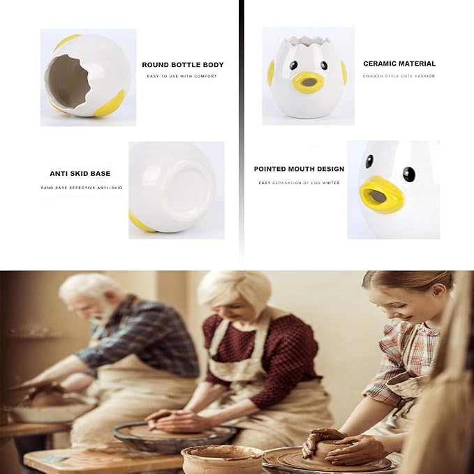 Egg Separator, Upgrade Egg Yolk White Separator, Food Grade Ceramics Egg Sperator Tool for Kitchen Gadget Cooking Baker Tool, Egg strainer, Mayonnaise etc (Yellow)