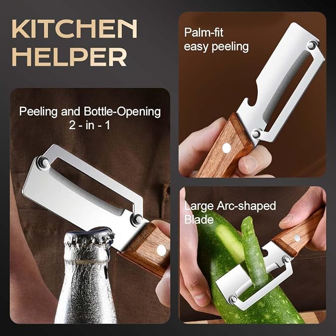 Multi Functional Vegetable Peeler for Kitchen, Ultra Sharp Stainless Steel Veggie, Fruit, Carrot, Orange & Potato Peeler with Ergonomic Handle, Julienne Peeler & Bottle Opener, Fruit Peeler 4pcs