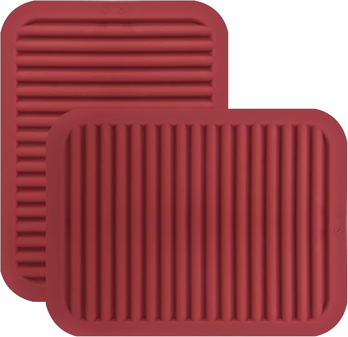 Trivets for Hot Dishes Pots and Pans, Hot Pads for Kitchen Counter, Versatile & Durable Heat Resistant Silicone Trivets, Multi-Purpose Trivet Mats, Red Silicone Pad Mats 2 Pack