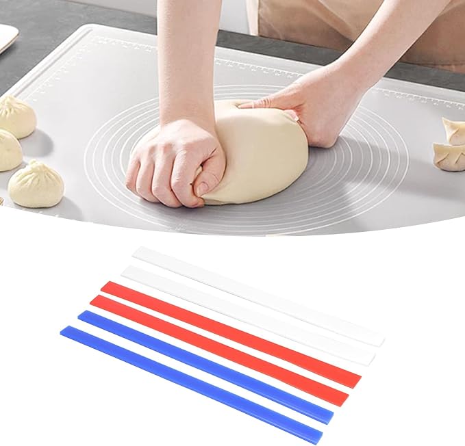Rolling Pin Guides Strips, Non Stick Silicone Dough Measuring Rolling Pin, Safe Dough Thickness Guides for Noodles Biscuits Pies Baking Fondant Tools, 15in