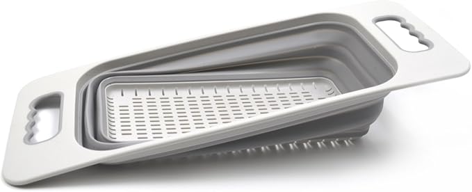 SAMMART Over The Sink Rectangular Colander (Grey)