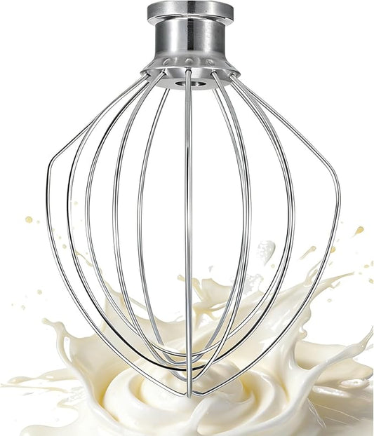 K45WW Whisk Attachment for KitchenAid 4.5 & 5 Qt Tilt-Head Mixers - Dishwasher Safe 6-Wire Stainless Steel Whip - Upgraded Heavy Duty Design for Fast Whipping Cream, Eggs, Frosting
