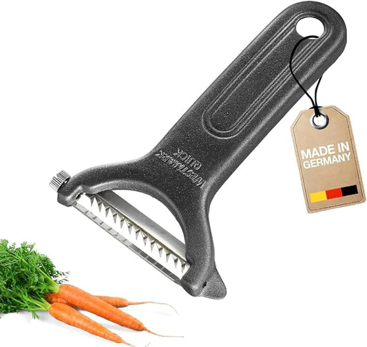 Westmark Julienne Slicer, Vegetable Peeler "Black Edition" - Quick and Easy Peeling, Quick Special - Coarse Serrated Stainless Steel Blade, Aluminium, Colour: Anthracite