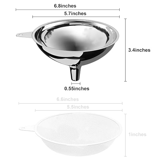 serinar Stainless Steel Large Funnel (5.7"" X 0.55"" Mouth), Metal Funnel for Bottle Filling, Food Funnel for Oil, Juice, Wine, Coffee, Honey, Milk（Without Filter）