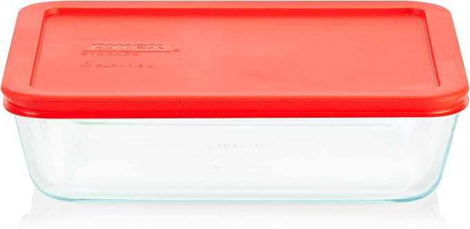 Pyrex Simply Store 6 Cup Glass Food Storage Container, BPA-Free Lids | BPA-free lid, freezer, dishwasher & microwave safe