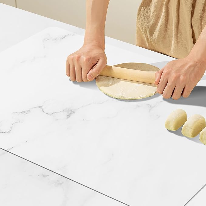 Food-Grade Silicone mat，2MM Extra Thick Silicone Mats for Kitchen Counter, 25.6" x17.7" Non-Slip Waterproof Large Countertop Protector Mat, Heat Resistant Mat, Silicone Placemat (Translucent)