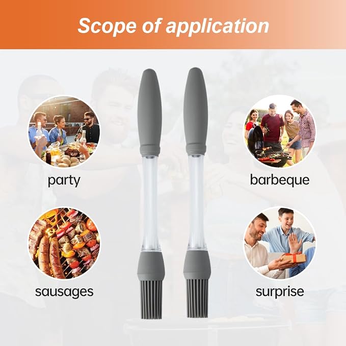 2PCS Silicone Oil Brush Basting Pastry Brush for Grilling BBQ Baking,2025 Silicone Oil Brush Basting Brush for Cooking,Pastry Brushes for Baking Cooking Kitchen Gadget Home Outdoor Use (4PC)