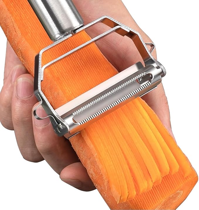 Julienne & Vegetable Peeler,Non-slip Stainless Steel Handle,greate for peeling Carrot, zucchini,Potato,Tomato,Melon and Fruits