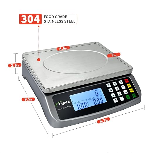 22lb/10kg Food Scale, Large Digital Kitchen Scale 0.02oz/0.5g Commercial Scale for Food 304 Stainless Steel Counting Scale for sourdough Bread Baking Cooking Meat Restaurant Vegetables Farm