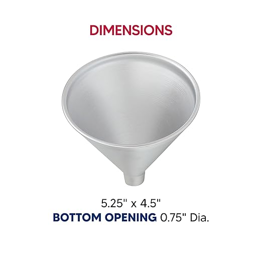 HIC Kitchen Wide-Mouth Aluminum Funnel for Liquids and Dry Goods, 12-Ounce