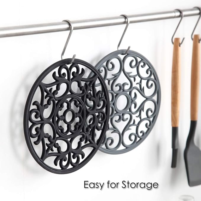 Colinda Silicone Trivet for Hot Dishes, Hot Pot and Pads - Protect Countertop from Hot Pot and Pans Coming Out from the Oven or Stove - Non-Slip & Heat Resistant,Grey,Set of 3