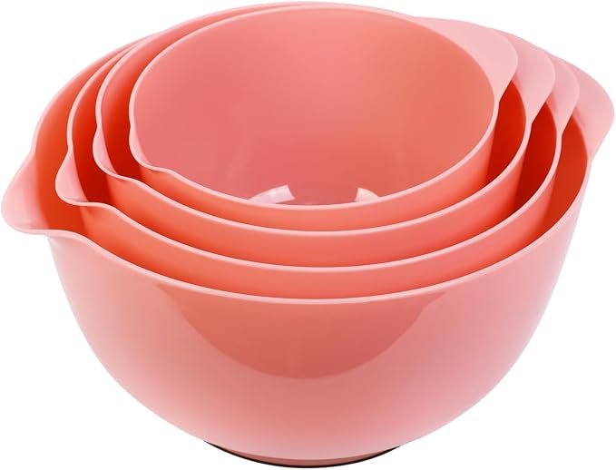 BoxedHome Classic Mixing Bowls Set of 4, 4.5, 3.5, 2.5 and 1.7 quarts | BPA Free Plastic, Microwave Safe