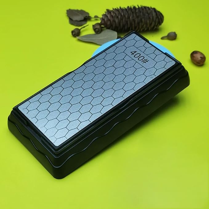 Double-Sided Electroplated Honeycomb Sharpening Stone, 400#/1200# Grit, 6.10in*2.56in, Premium Diamond Whetstone for Kitchen Knives, Hunting Knives & Tools, Wet Dry Use, Professional Blade Sharpener