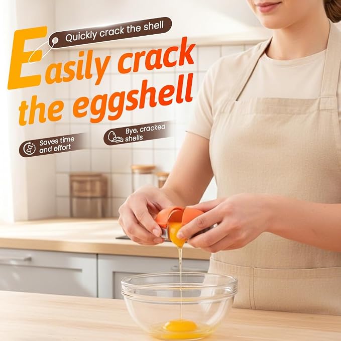 2026 New Egg Shell Opener, Stainless Steel Egg Cracker Tool, Multifunctional Eggs Separator for Raw and Hard Boiled Eggs Peeler Shell Remover, Kitchen Gadget (Yellow 2pcs)